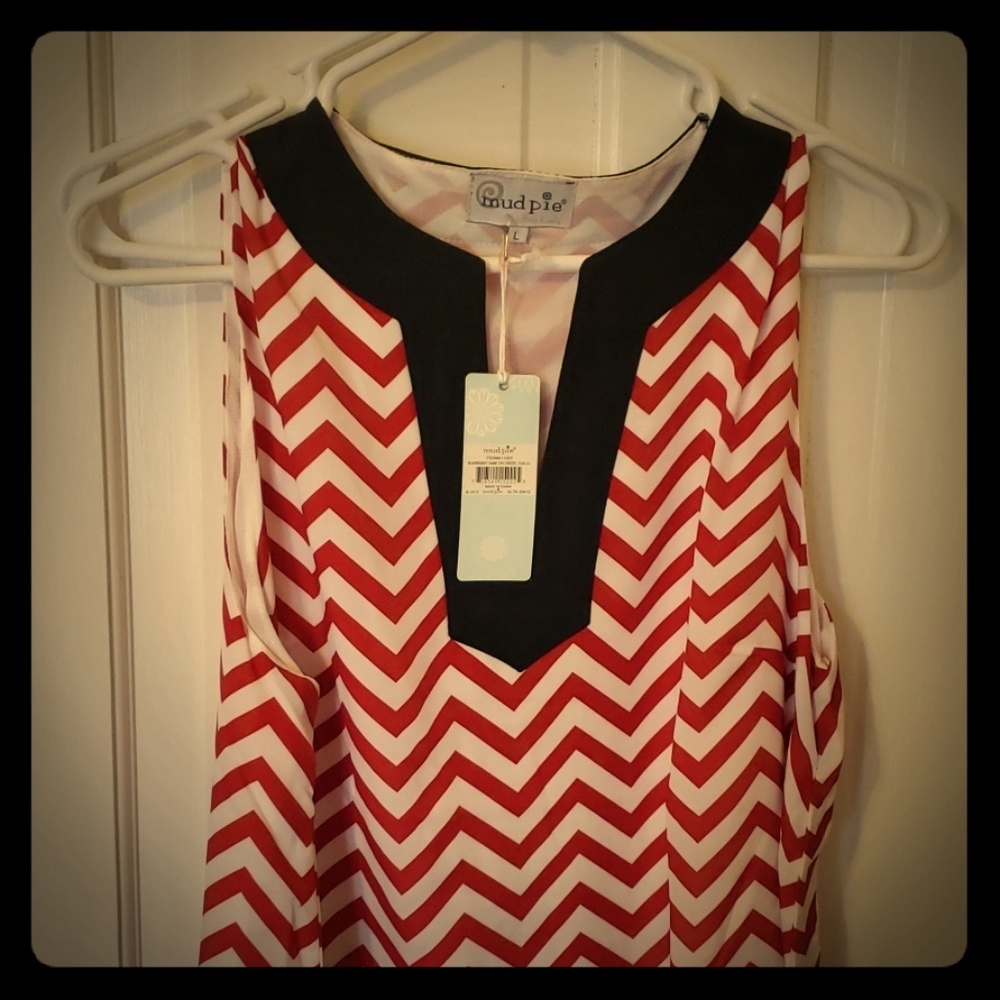 Mud Pie Garnet and Black Chevron Dress